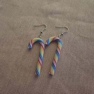 Rainbow Candy Cane Earrings